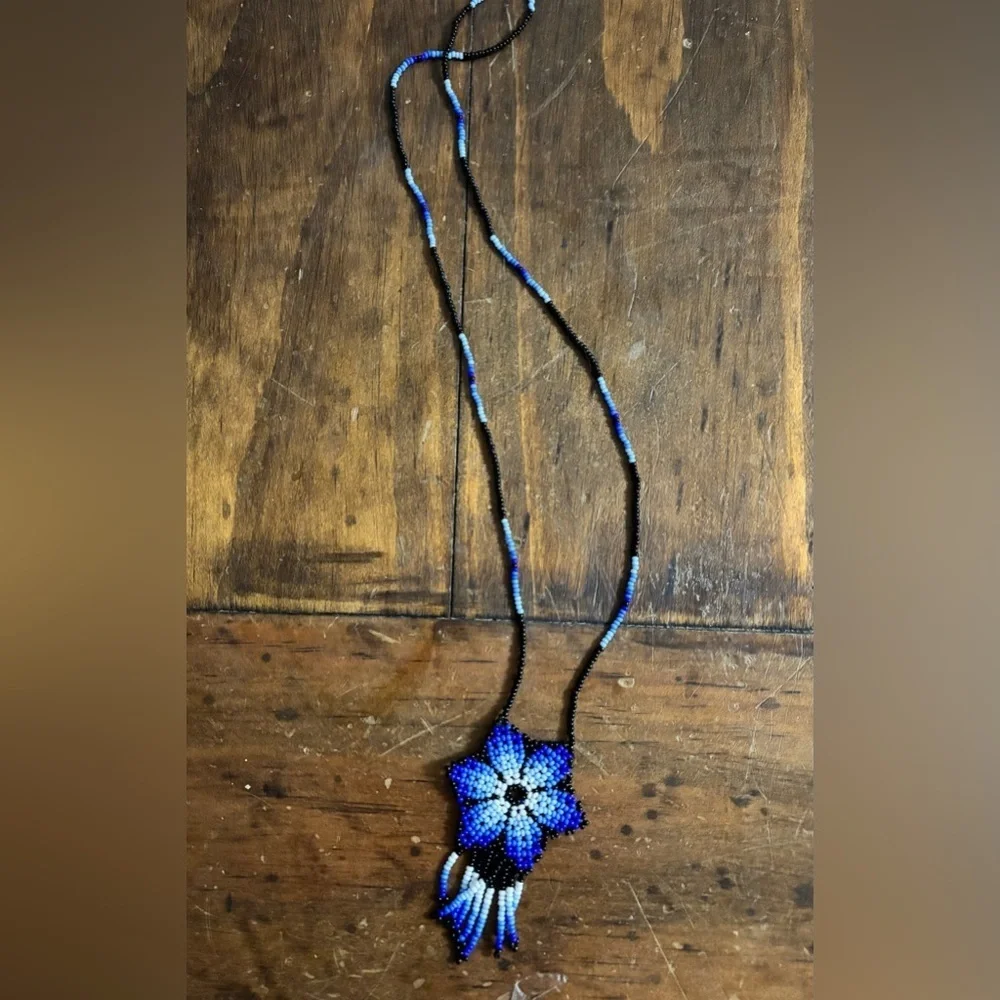 Mexican beaded necklace flower
